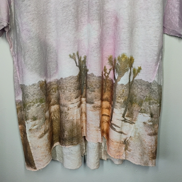 Pilcro Anthropologie Linen Swing Tee Lilac Desert Womens Small Oversized Boho - Picture 3 of 12